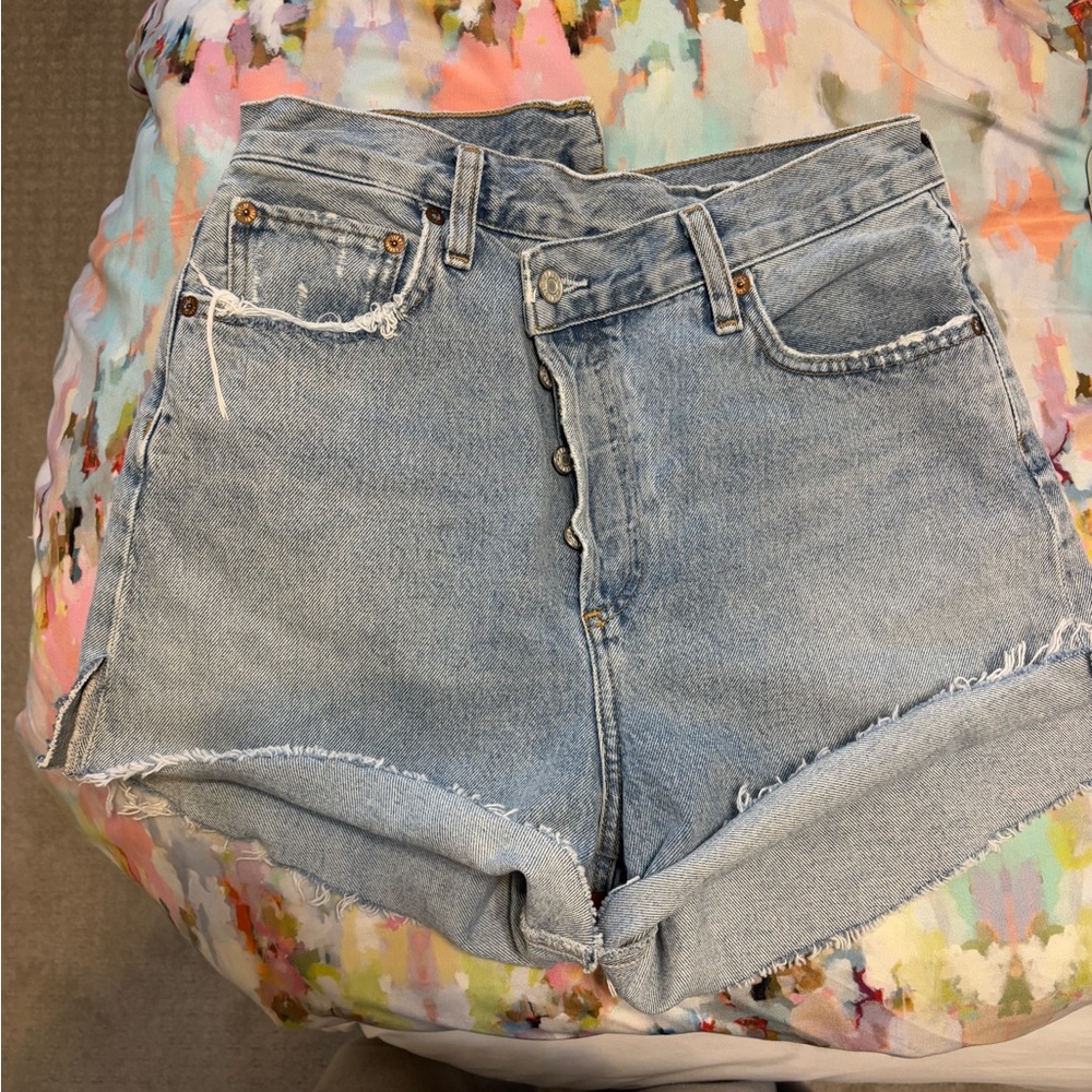 Agolde Criss Cross Denim Shorts